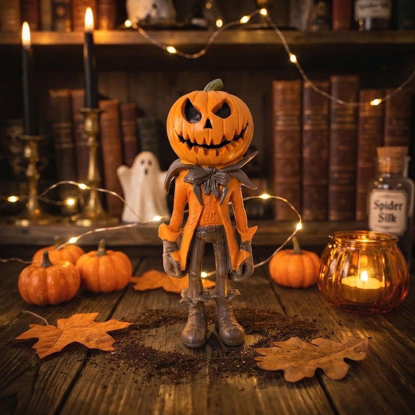 🔥Most Popular in 2026🔥Halloween Pumpkin Head Figurine with Lighted Handheld Pumpkin Lantern
